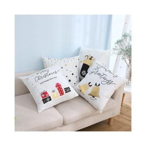 Christmas Fashion Comfortable Pillow Cover Living Room Bedroom Christmas Theme Design Christmas Pillow Flannel Gilt Pillow Cover