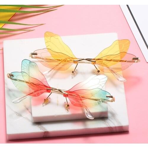 Dragonfly Sunglasses for Women Aesthetic Harajuku Korean Style Sun Glasses High Quality Fashionable Eyewear UV400