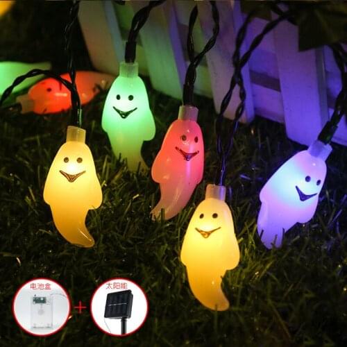 5M 20 LED Halloween Ghost Light Led Solar String Battery Box Halloween ghost Party horror garden waterproof decorative light