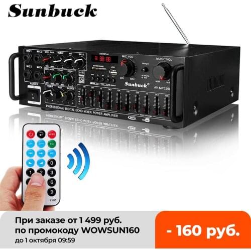 2000W 5.0 bluetooth 2 Channel Audio Power HiFi Amplifier 326BT 12V/220V AV Amp Speaker with Remote Control 4 Micro for Car Home