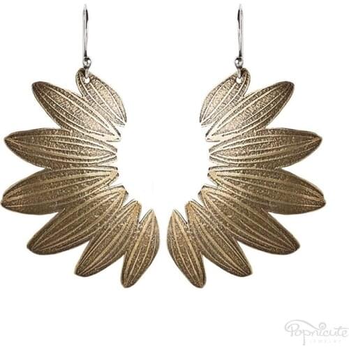 Vintage Gold Color Sunflower Shaped Drop Earrings Simple Design Retro Dangle Earrings For Women Punk Party Jewelry Gift K4M885