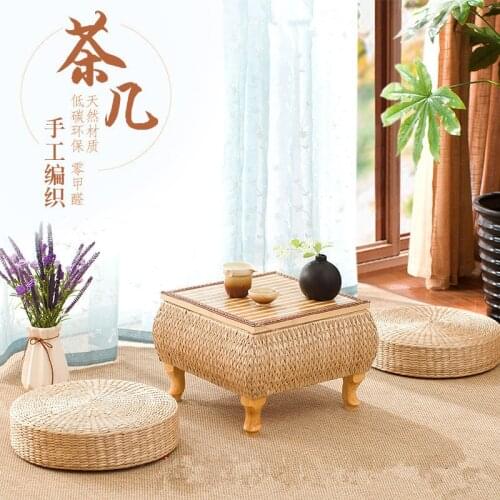 Japanese rattan coffe table tatami futon tea table minimalist bed side table small table for bedroom living room bedside table