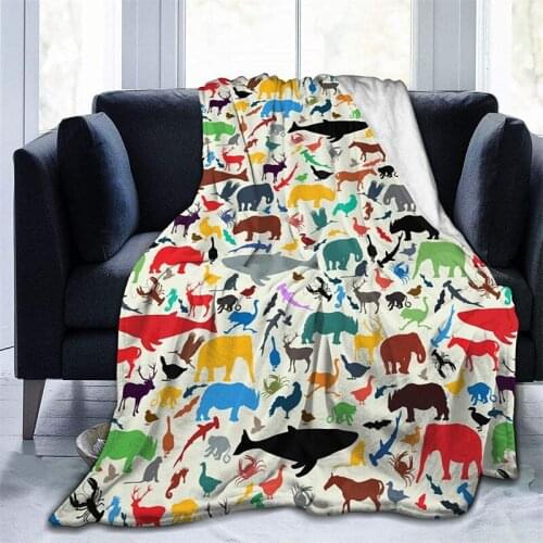 Wild Life Animal Silhouettes Navajo Cubre Camara Green Throw Blanket 3D Print On Demand Sherpa Super Comfortable For Sofa Nordic