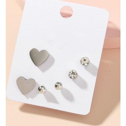 Women Stud Earring Set Specially Designed for Women Gold Silver Color Inlaid Cubic Zirconia Butterfly Heart Moon Stud Earrings