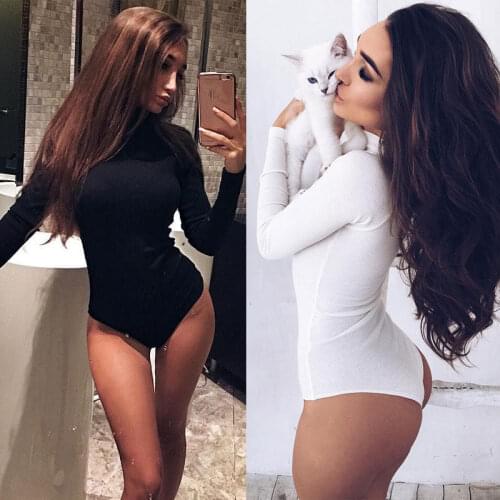 2018 New arrival solid Womens Long Sleeve Stretch Bodysuit Ladies Blouse Body Leotard Top T-shirt
