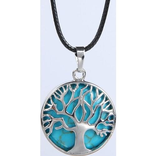 New Women Hollow Metal Locket Pendant Necklace With Natural Red Stone Blue Sand White Quartz Opal Bead Fashion Charm Necklaces