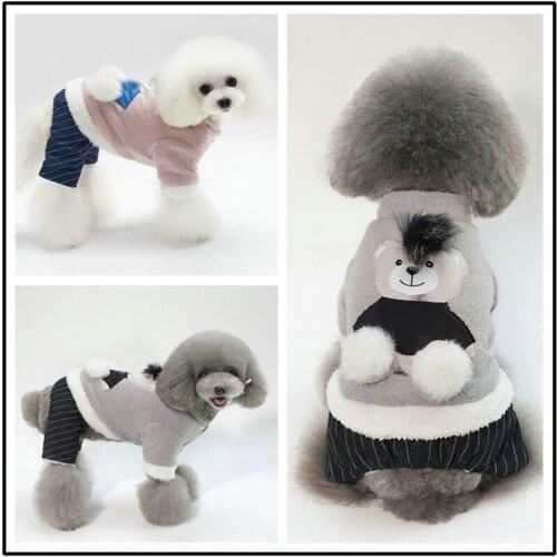 Winter Dog Clothes for Small Dogs Cartoon Fleece Lined Four-leg Coat Puppy Sweater Clothes Four Legs Thickened Warm Apparel