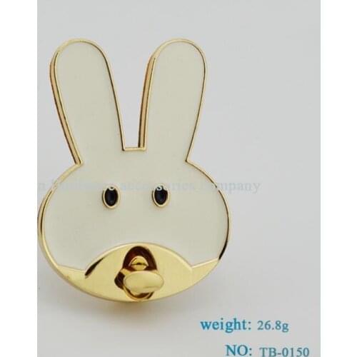 10 PCS/lot) metal plating processing leather fashion handbags rabbit twist lock decorative accessories