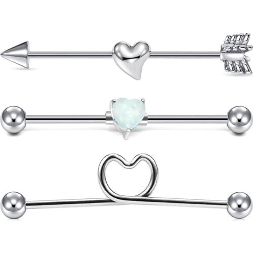 14G 16G Industrial Barbell for Women Men Surgical Steel Tribal Style Cartilage Earring Industrial Piercing Jewelry Arrow Style