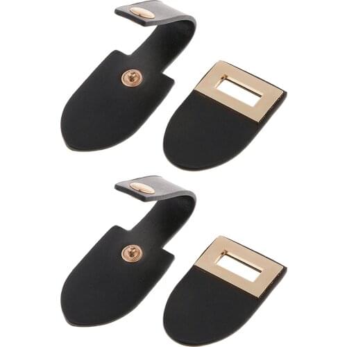 2 Pairs PU Sew on Leather Closures Snap Toggle Button Coat Fastener For Clothes Decor Black