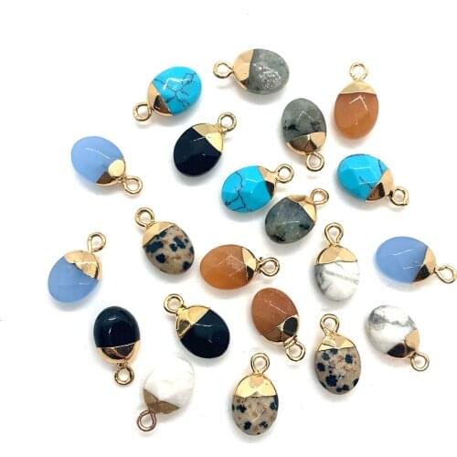 3pcs Natural Stone Pendant Oval Black Agate Pink Sandstone Exquisite Pendant Crafts Reiki Treatment Gift Necklace Jewelry Making