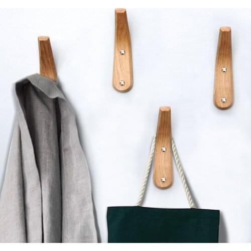 4pcs/set Minimalism Solid Wood Hooks Hangers Coat Hook Rack Bag Hat Clothes Scarf Hallway Key Holder Wall Hanging Single Hook