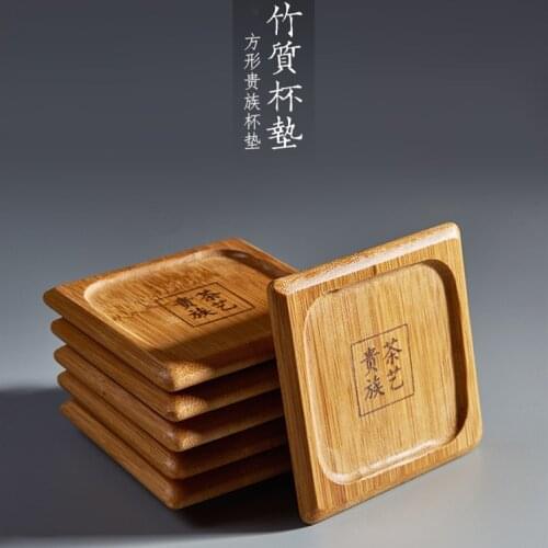 4pcs/lot 7x7cm simple bamboo cup coasters Kung Fu tea accessories square cup holder waterproof