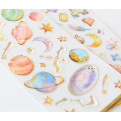 4 packs 3D Crystal Fantastic Mobile Phone Stickers Amazing Star Planet Castle Animal Horse cell phone decoration DIY accessories
