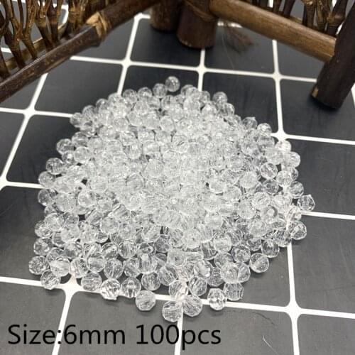 6mm 100pcs Acrylic Transparent Beads Earrings Necklace Accessories Beads For Jewelry Making DIY Accessories