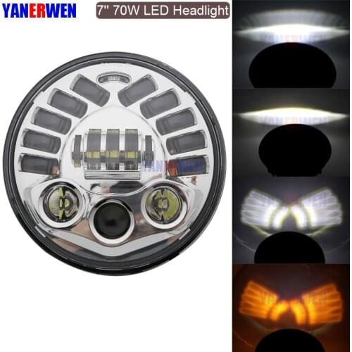 7 Inch 70W H4 Led headlamp 7'' Headlight with High Low Beam Projector for Motorcycle Road King, Street Glide, Electra Glid
