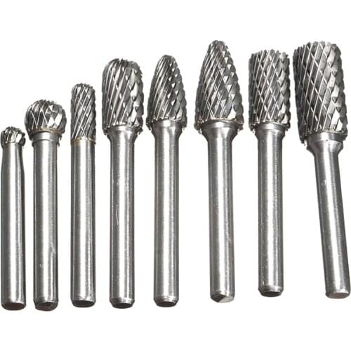 ABSF 8 Pieces Of 6Mm-12Mm Tungsten Carbide Burr Drill Bits CNC Engraving 1/4Inch Rotary Cutter