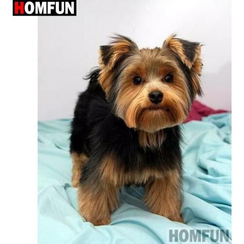 HOMFUN 5D Diamond Painting Full Drill Diamond Embroidery "Animal dog" Picture Of Rhinestone Handmade Home Decor A26141