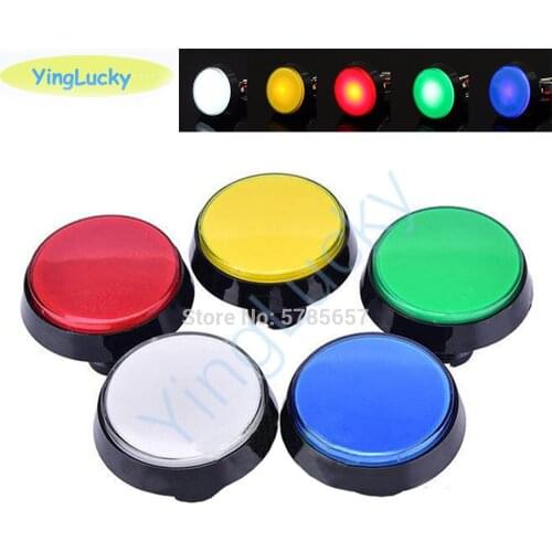 Yinglucky 10pcs Arcade Button 60mm 12V LED Large Round Button 5 Color Micro Switch Button, Auto Reset Button for Arcade Cabinet