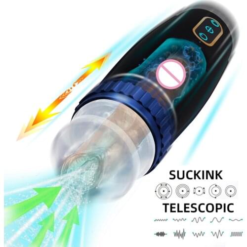 Automatic Sucking Telescopic Rotation Male Masturbator Cup Realistic Vagina Vibrator Real Pussy Sex Toys For Men