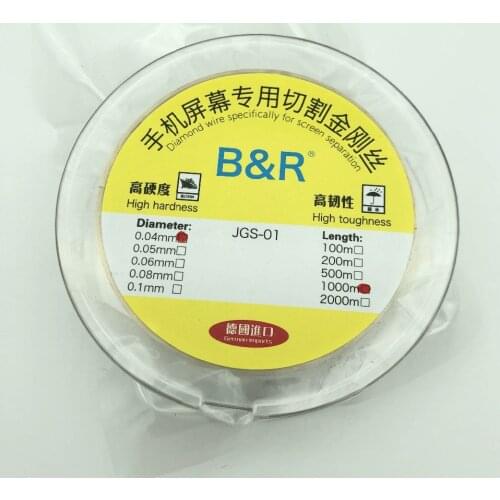 B&R 0.04mm 1000m LCD Screen Separation Wire Cutting Line for iPhone lcd touchscreen glass separate gold molybdenum cutting wire