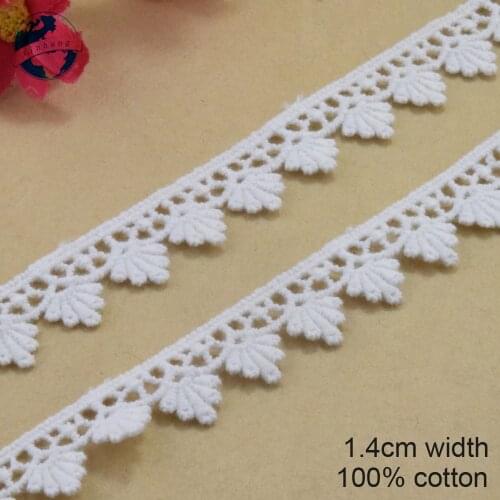 1.4cm white cotton embroided lace ribbon guipure trim wedding decoration DIY Accessories dolls lace african lace applique#3208