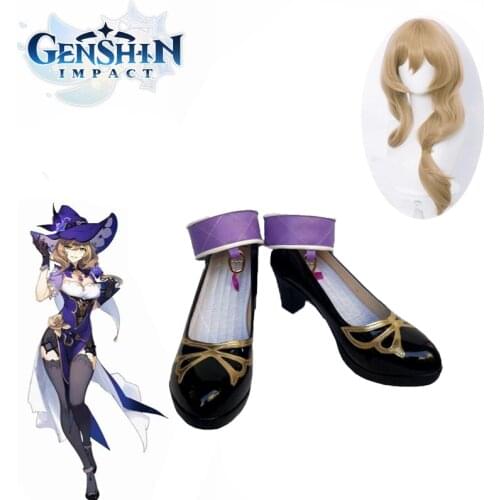 Anime Genshin Impact Mondstadt Lisa Princess Shoes Women Girls Student High Heels Shoes Xmas Gifts Cosplay Props
