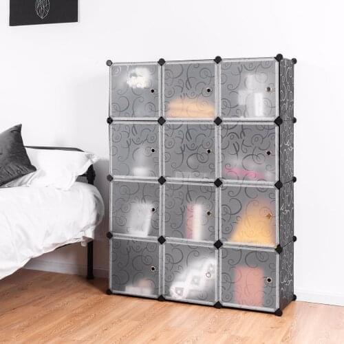 Giantex DIY 12 Cube Portable Closet Storage Organizer Clothes Wardrobe Cabinet W/Doors Home Furniture HW58560