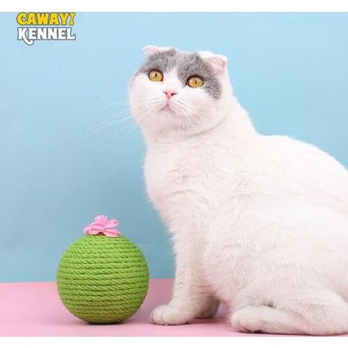 Cawayi Kennel Pet Cat Toy Ball Shape Sisal Scraper Grinding Claw Kitten Toys with Bell Ball Make Cat Funny Pet Supplies D2161