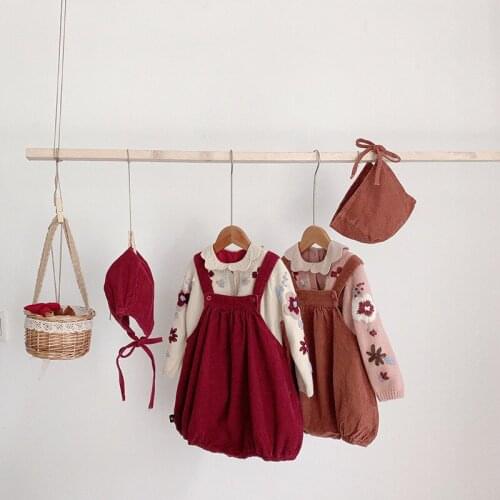 Childrens bib pants 2019 new girls bib pants spring and autumn corduroy material bib pants kids sweet casual girls pants