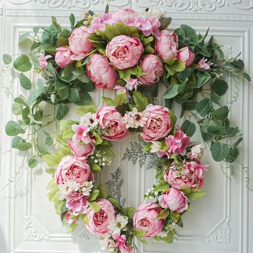 Artificial Wreath Door Threshold Flowers DIY Wedding Home Living Room Party Pendant Wall Decor Christmas Garland Gift Rose Peony