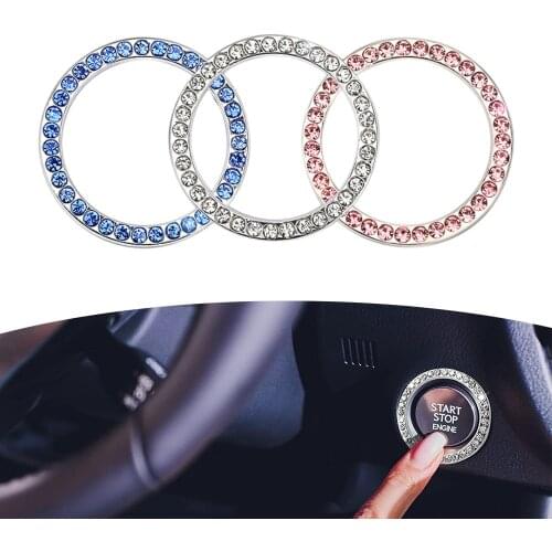 Cars One-Key Engine Start Stop Ignition Push Button Switch Cover Decorative Rhinestone Diamond Crystal Ring Car Parts