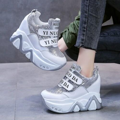Hot Spring Autumn Breathable Shoes Woman High Platform Heels Casual Shoes 2021 Women 10CM Heels Wedges Sneakers Chaussures Femme