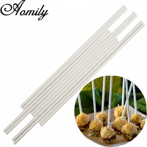 Aomily 10pcs/Set 20cm Round Lollipop Lolly Sticks Cake Dowels For DIY Mini Cupcake Muffin Crafts Candy Decor Rod Party Events