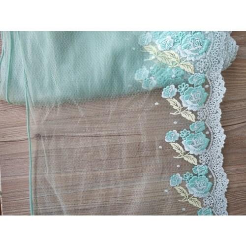 11Yards Green Rose Flower Pattern Patch Trim Lace Ribbon Fabric Handcraft Embroidered Sewing DIY Costume Laces Decoration