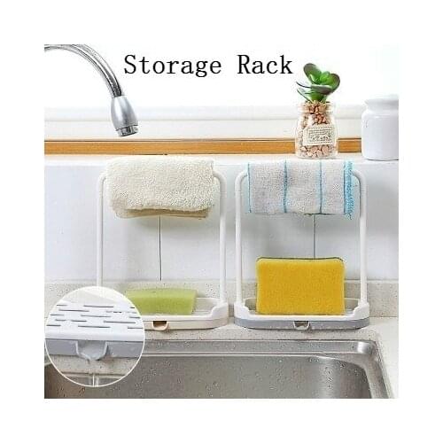Kitchen Storage Rack Towel Sponge Drain Racks Rag Dishcloth Hanging Rack Bathroom Soap Holder Sink Desktop Organizer