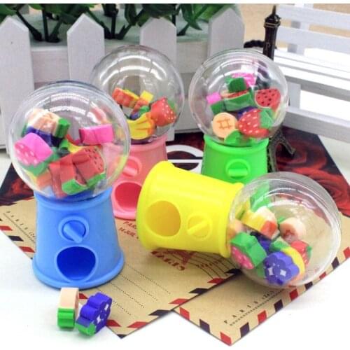 Cute Fruit Animal Eraser Gashapon Machine Pencil Rubber Erasers Kawaii Stationery School Office Correction Supplies Kid Gift