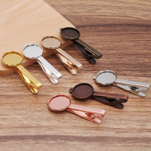 5pcs/lot Size 16/18/20mm Copper Blank Tie Clips Base Cabochon Settings Bezel Cameo Tray Necktie Tie Bar Clamp for DIY Jewelry