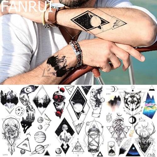 Model FANRUI Arm Tattoo Stickers Women Black Temporay Tattoo Tatoos Waterproof