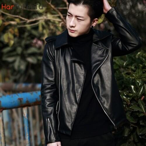 Mens Leather Motorcycle Jackets Black Moto Riding Motorbike Racing Cafe Racer Biker Jacket Boys Vintage Winter Autumn Outwear