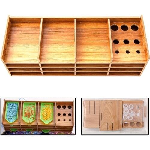 New 15Grids Diy Wood Plate Tray For 5D Diamond Painting Embroidery Tools Storge Plate Point Drill Pen Brush Mosaic Accessories