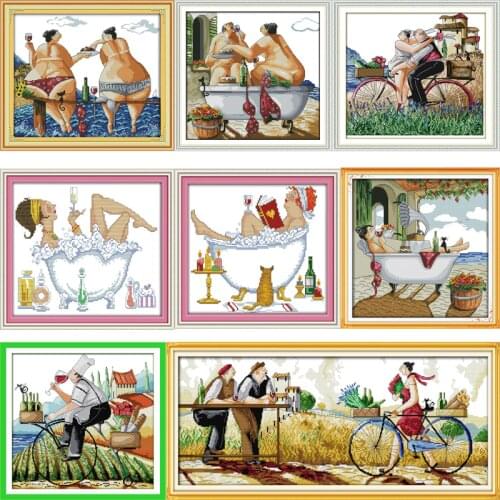 Joy Sunday Enjoy life Series,Counted Printed on Fabric DMC 14CT 11CT Cross Stitch kits, Embroidery Needlework Sets Home Decor