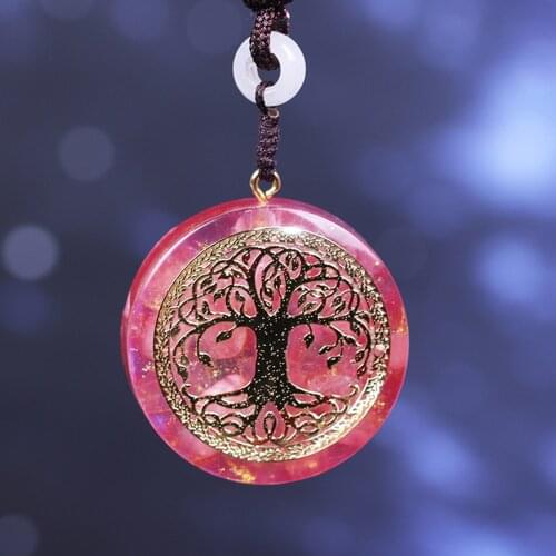 Orgone Pendant Tree Of Life Energy Orgonite Necklace Pink Crystal Healing Resin Jewelry Dropshipping