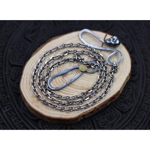 Personality section skeleton necklace Thai silver too angle chain locomotive style silver necklace