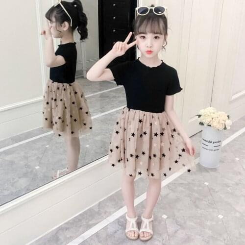 Dress For Girls Fashion Star Sequins Party Dress Girls Short Sleeve Kids Dresses Summer Girls Dress 4 5 6 7 8 9 10 11 12 Years
