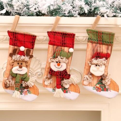 Three-dimensional Printed Christmas Stocking Gift Bag Old Man Snowman Christmas Ornaments Childrens Small Gifts