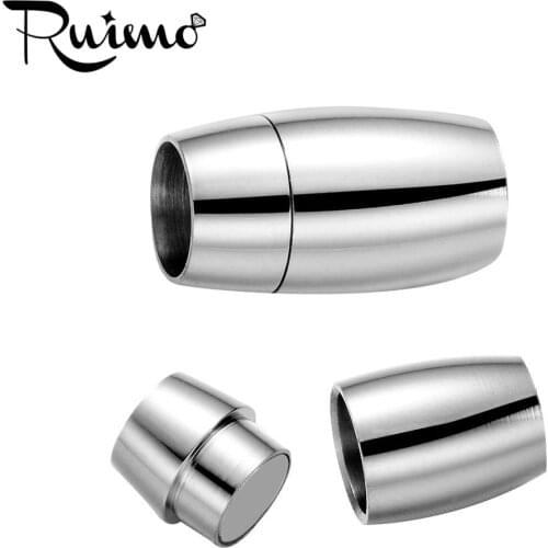 RUIMO High Polished 316l Stainless Steel 8mm Hole Size Magnetic Clasp Jewelry Findings Leather Bracelet Clasp 20*11mm Wholesale