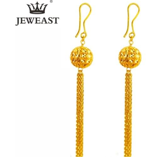 YSF 24K Pure Gold Earring Real AU 999 Solid Gold Earrings Good Hollow Ball Tassel Upscale Trendy Fine Jewelry Hot Sell New 2020