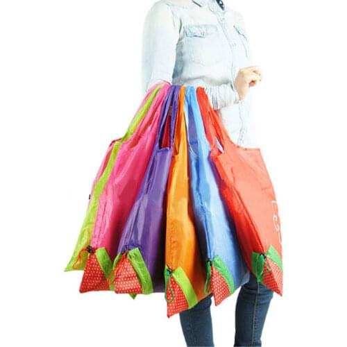 Foldable Reusable Storage Handbag Shopping Bags Folding Grocery Nylon Large Bag Strawberry Bag