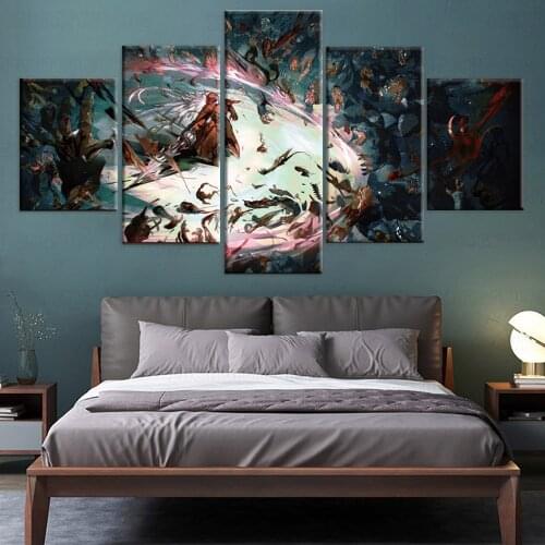 Modern Wall Artwork Picture 5 Pieces Anime Overlord Poster Top Rated Canvas Printed Landscape Modular Home Decor Children Room